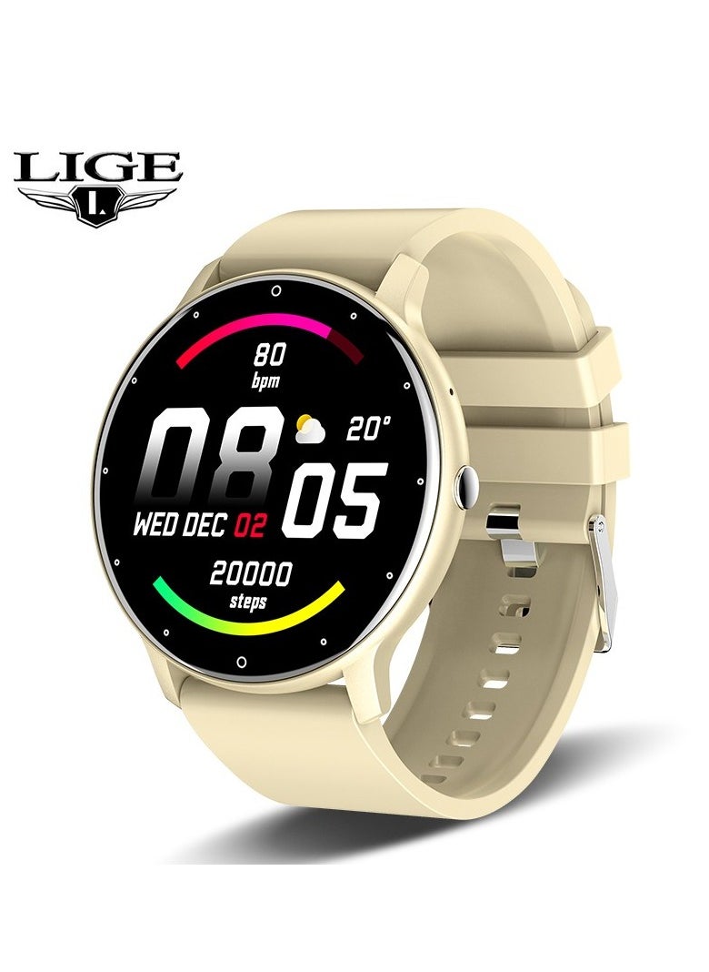 Smart Watch 1.28 inch Full Touch Screen Sport Tracker Watch Waterproof Bluetooth Silicone Strap Pink for Women
