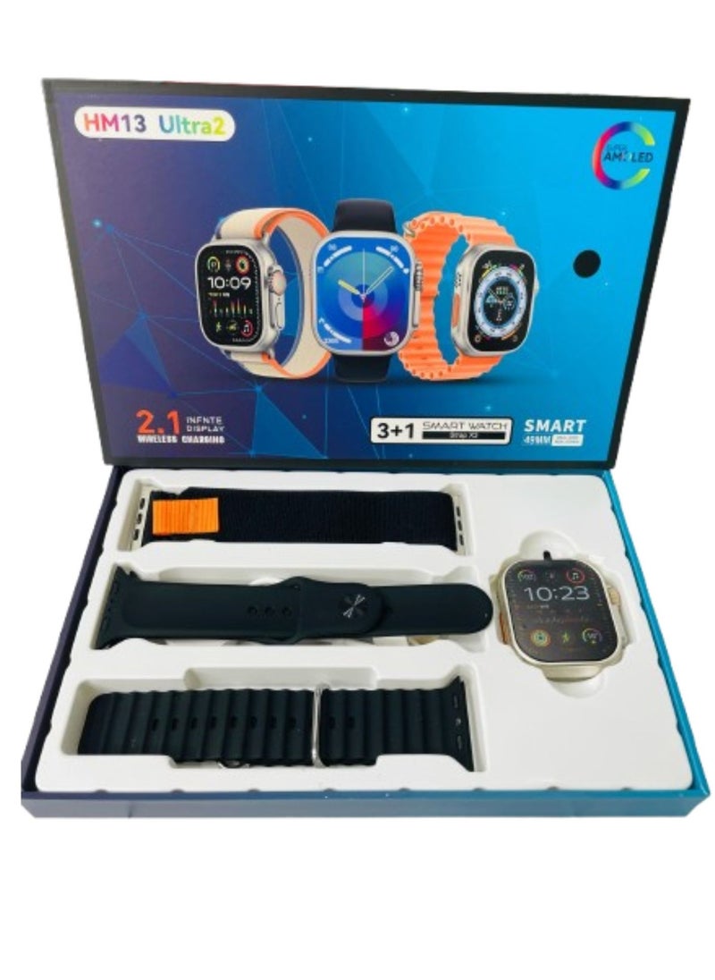 3 + 1 Smart Watch Ultra Touch Color Screen Bluetooth Calling Health and Sports Smartwatch Black