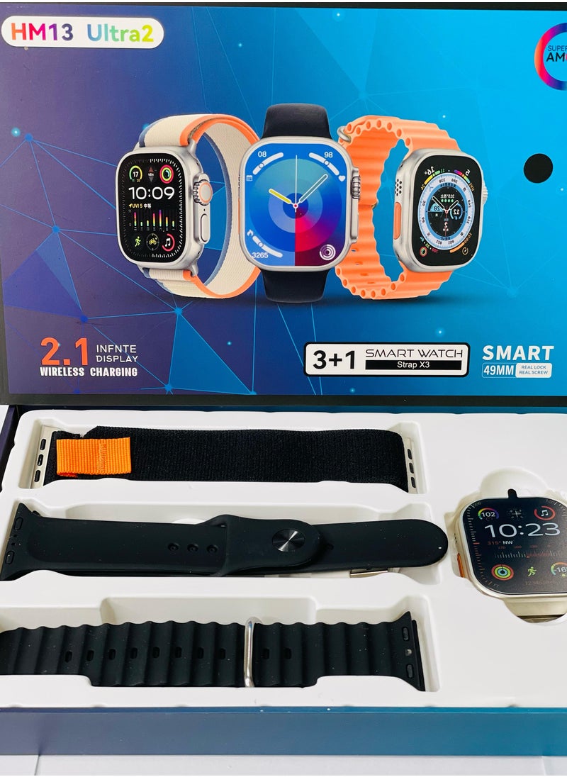3 + 1 Smart Watch Ultra Touch Color Screen Bluetooth Calling Health and Sports Smartwatch Black