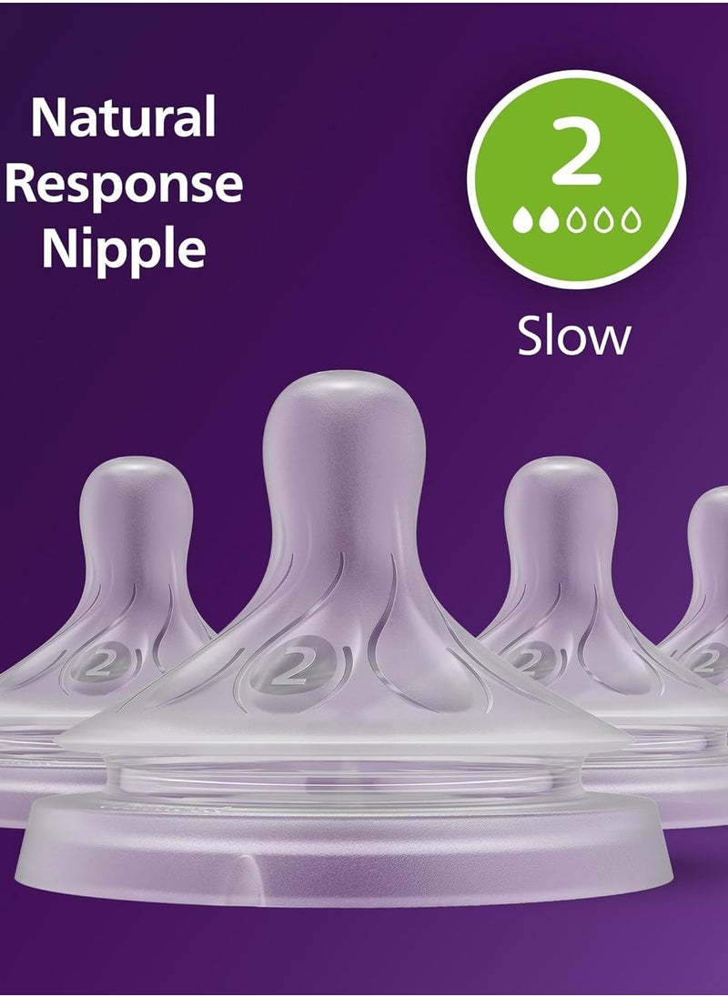 Philips Avent Natural Response Nipple, Slow Flow (Flow 2), 4-Pack, SCY962/04