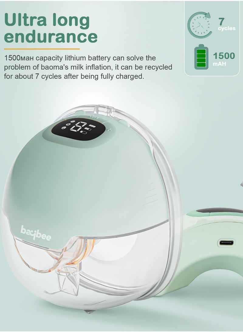 Baybee Slim Wearable Electric Breast Pump for Feeding Mothers, Hands Free Automatic Breast Pump Electrical with Lactation, Milk Suction & Massage Modes, 9 Level Suction Adjustment, 150ml Storage