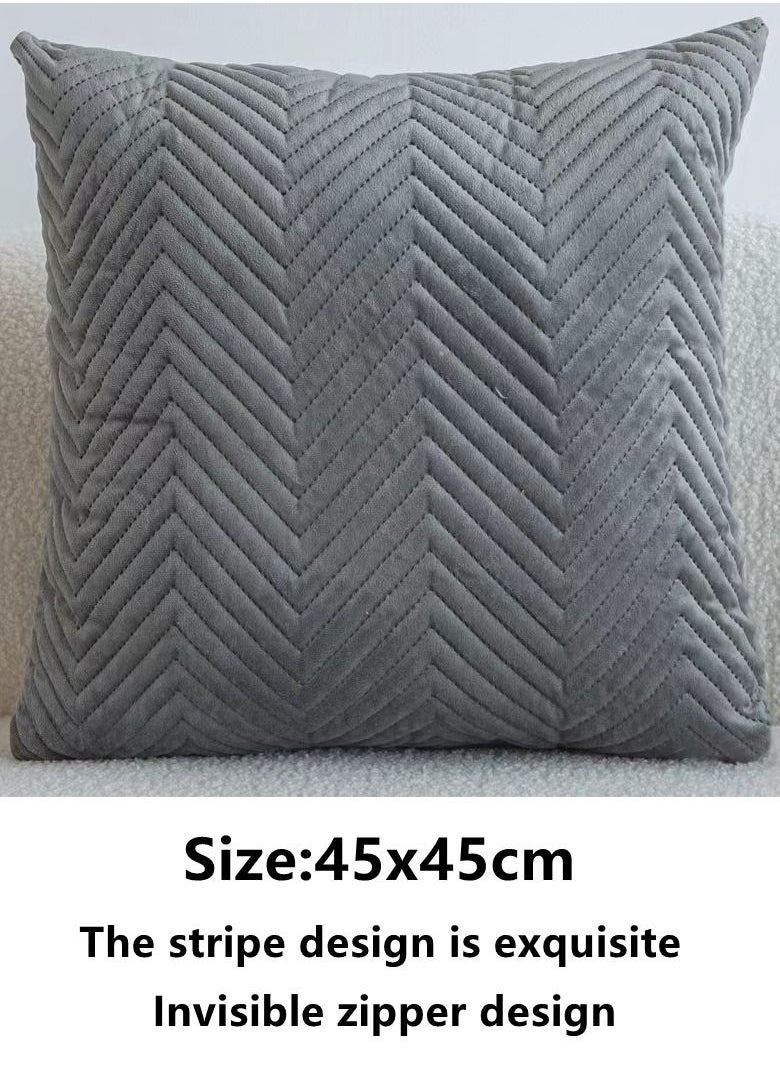 4-Piece Throw Pillow Case Cushion Cover Light Gray Velvet 45 x 45 Centimeter