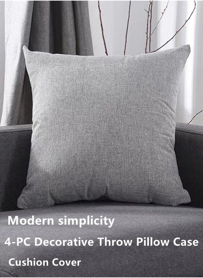 4-Piece Decorative Throw Pillow Case Cushion Cover Light Grey 45 x 45 cm