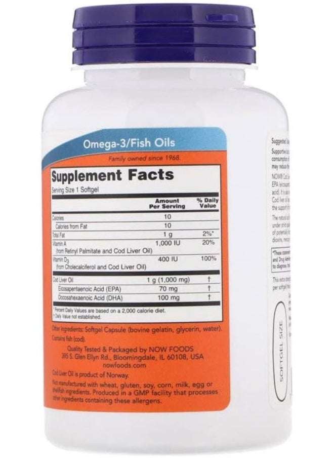 Foods Cod Liver Oil 1000 Mg 90 Softgels