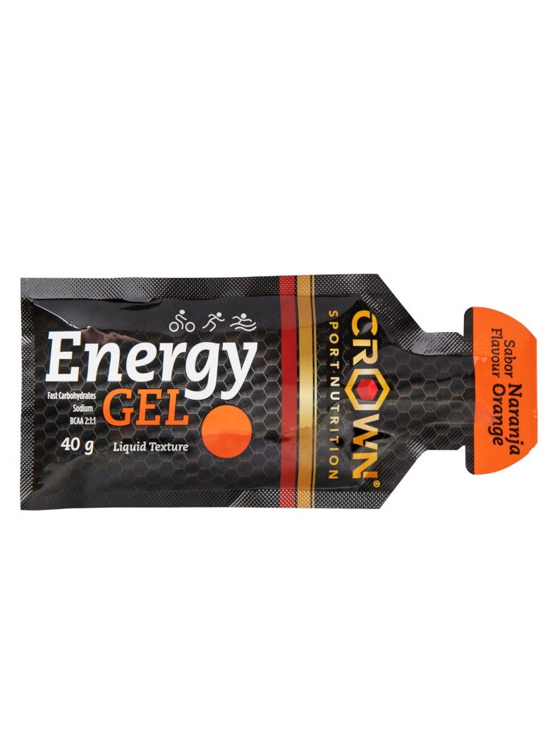 Crown Sport Nutrition 12 x Energy Gels, 40 g Liquid Texture, Carbohydrates, Amino acids and Electrolytes, Orange Flavor