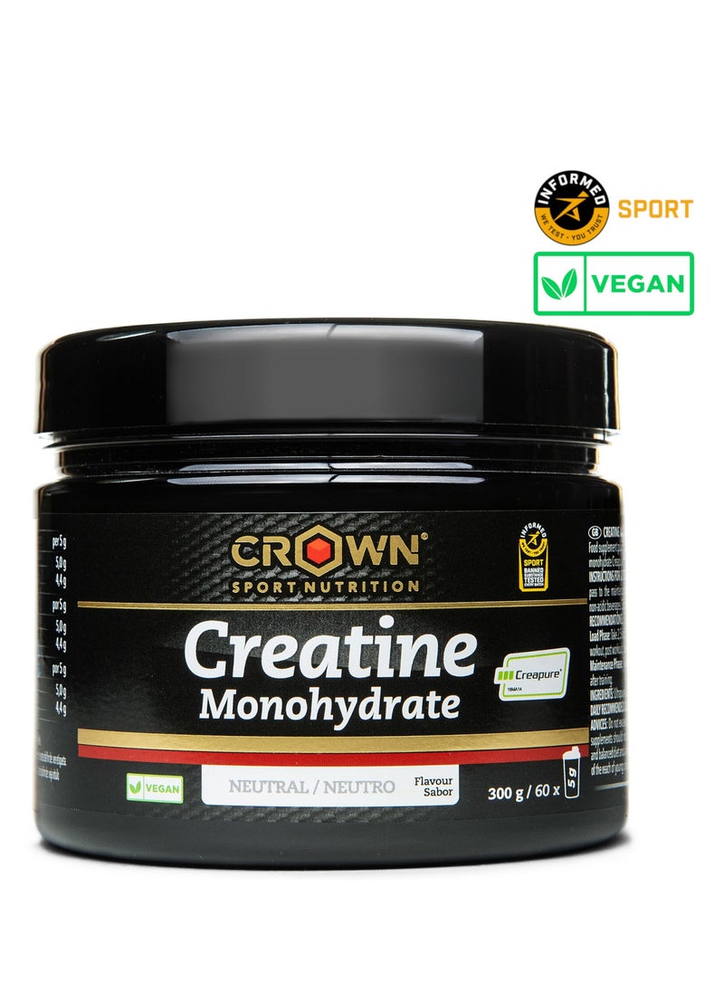 Crown Sport Nutrition Neutral Flavor Creatine Monohydrate Creapure - 300g (60 servings)
