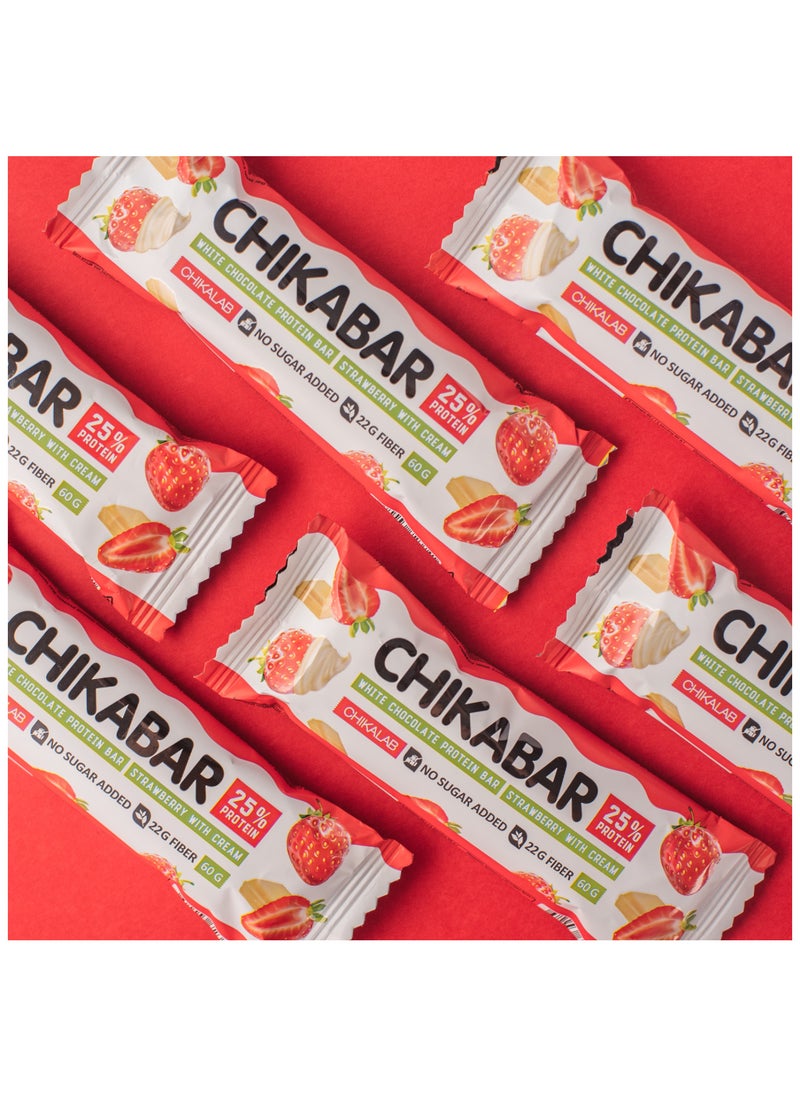 Chikabar White Chocolate Protein Bar Strawberry with Cream No Sugar Added 12x60g