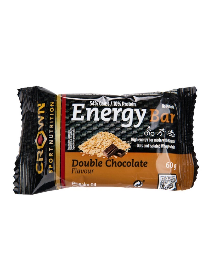 Crown Sport Nutrition Energy Bar, Double Chocolate Flavor, Box of 12 Units, 60 Gram