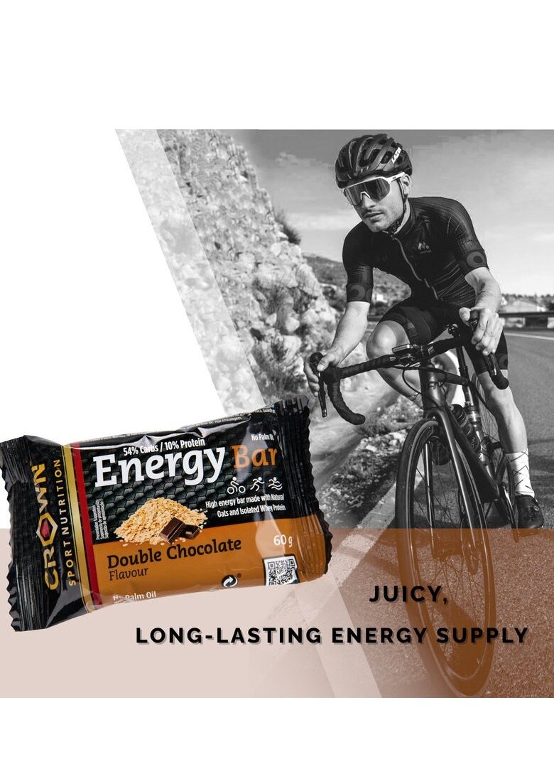 Crown Sport Nutrition Energy Bar, Double Chocolate Flavor, Box of 12 Units, 60 Gram