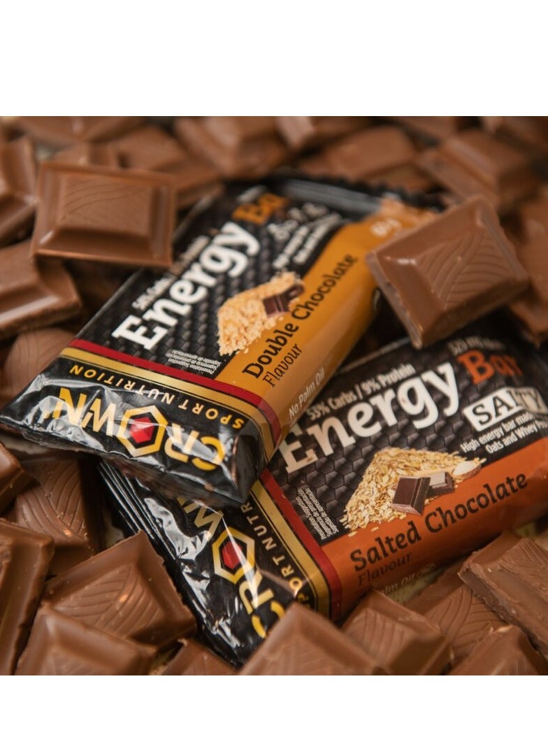 Crown Sport Nutrition Energy Bar, Double Chocolate Flavor, Box of 12 Units, 60 Gram