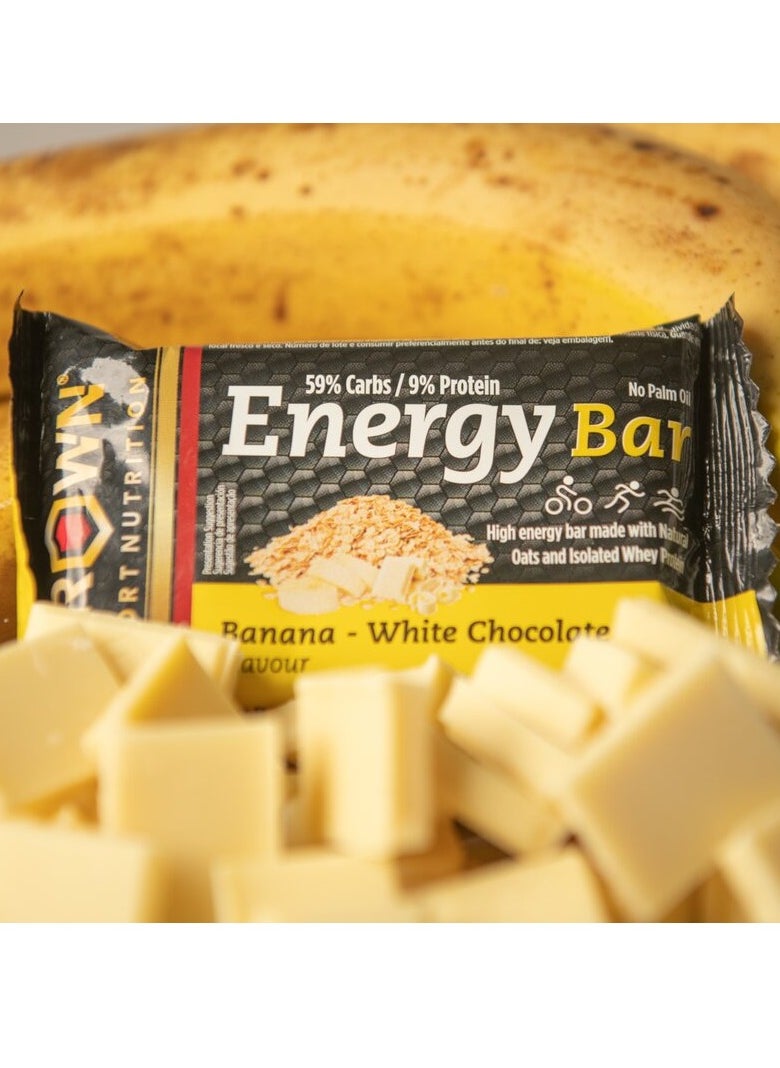 Crown Sport Nutrition Energy Bar, Banana White Chocolate Flavor, Box of 12 Units 60 Gram