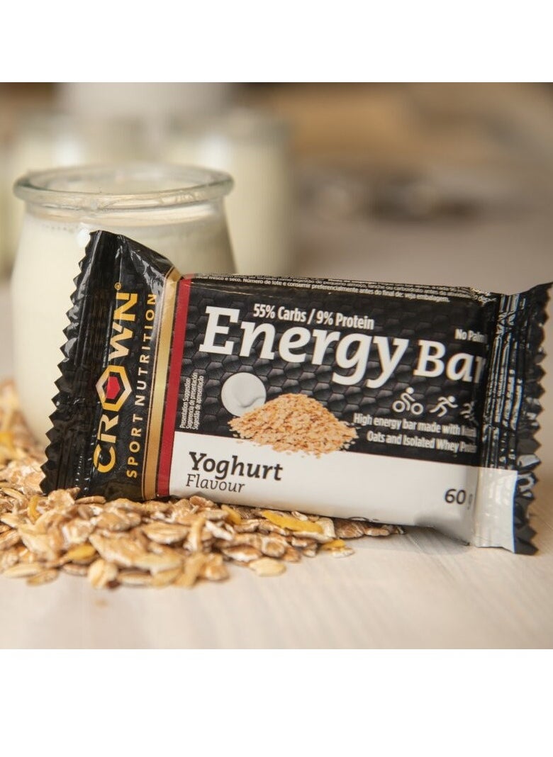 Crown Sport Nutrition Energy Bar, Yoghurt Flavor, Box of 12 Units 60 Grams