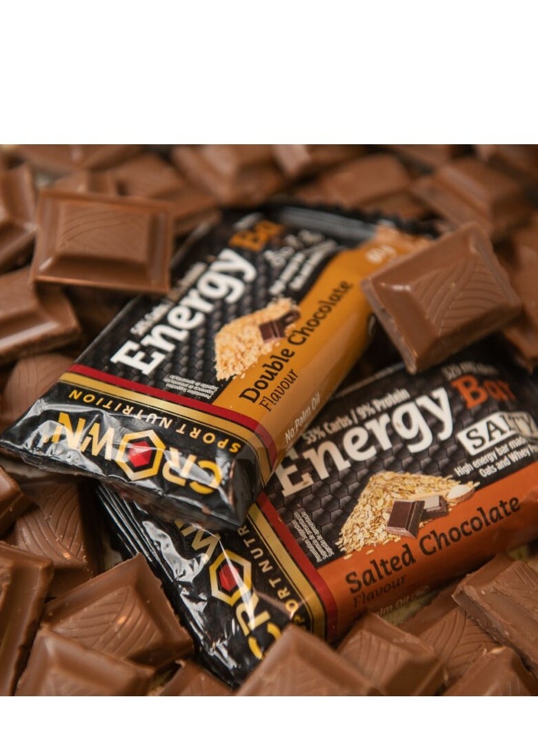 Crown Sport Nutrition Energy Bar, Salted Chocolate Flavor, Box of 12 Units 60 Grams