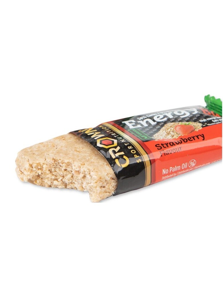 Crown Sport Nutrition Vegan Energy Bar, Strawberry Flavor, Box of 12 Units 60 Grams
