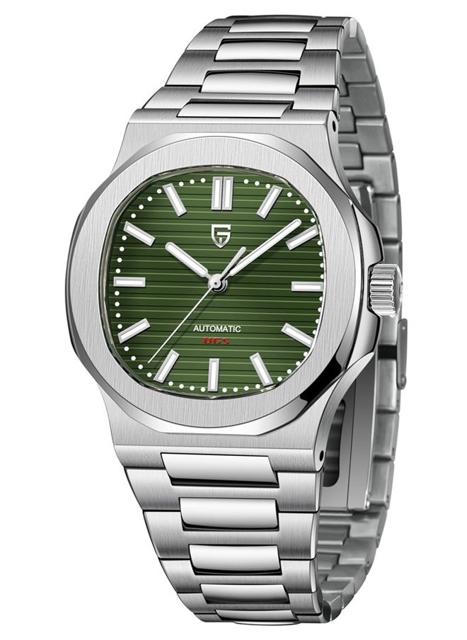 Men's Quartz Watches, Chronograph, Stainless Steel 40MM Sapphire Glass Dial, Silver Steel Strap PD1728