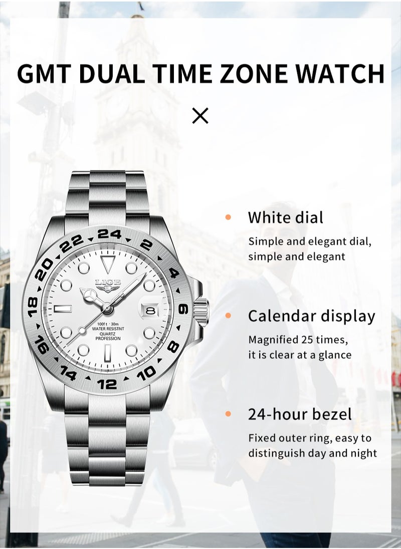 Men's Metal Strap Date Display Watches Business Classic Waterproof Luxury Wristwatches for Men