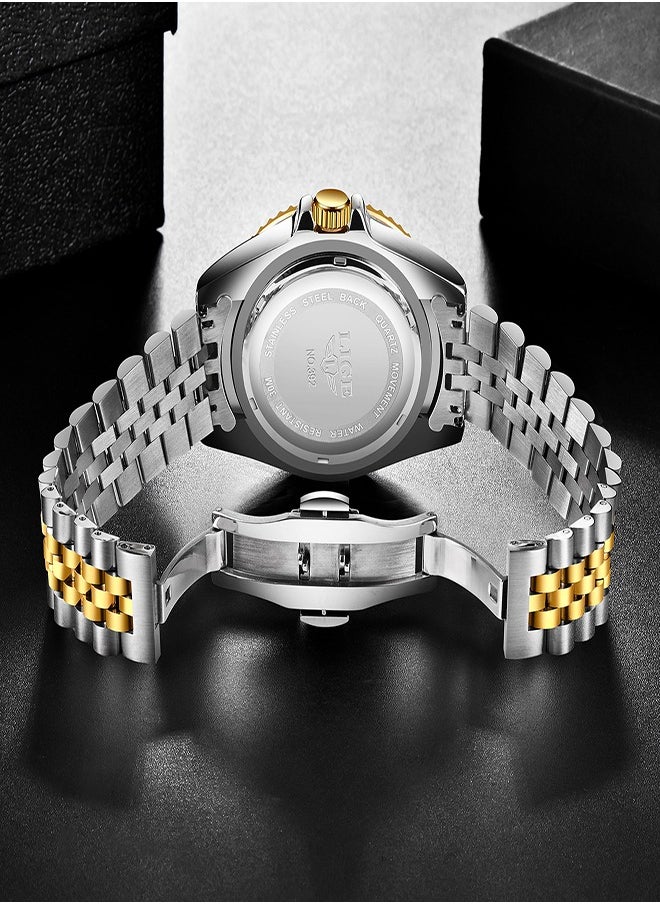 Men's Business Black Dial Quartz Watches Luxurious and Elegant with Stainless Steel Band