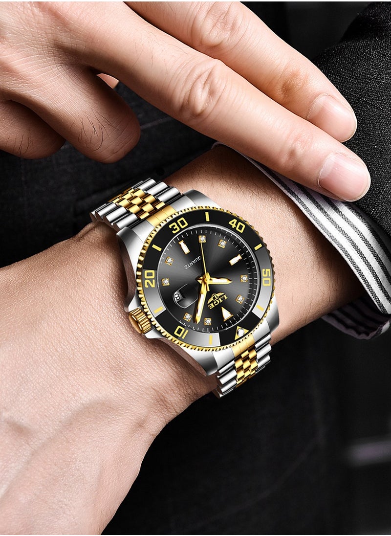 Men's Business Black Dial Quartz Watches Luxurious and Elegant with Stainless Steel Band