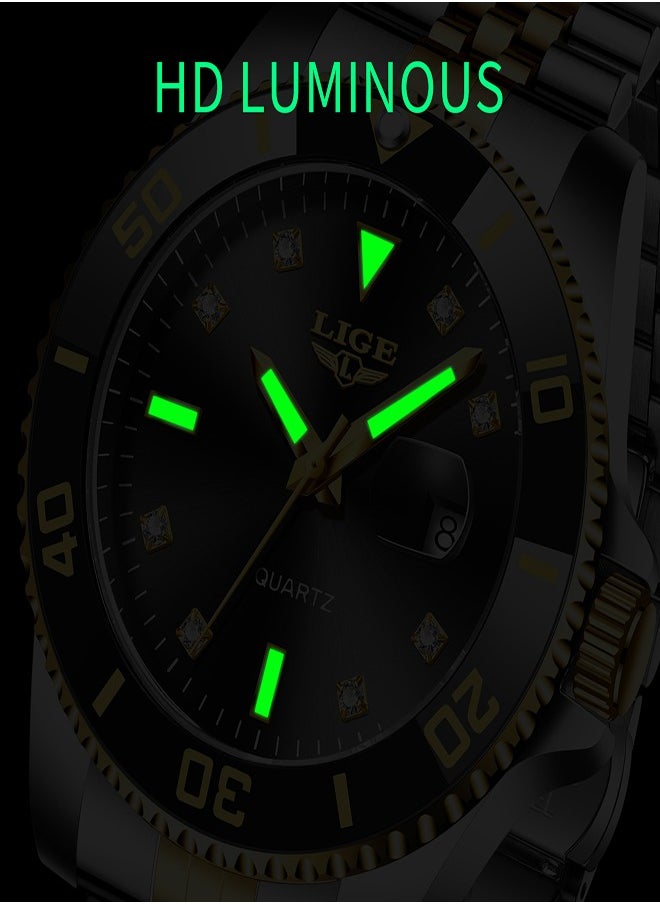 Men's Business Black Dial Quartz Watches Luxurious and Elegant with Stainless Steel Band