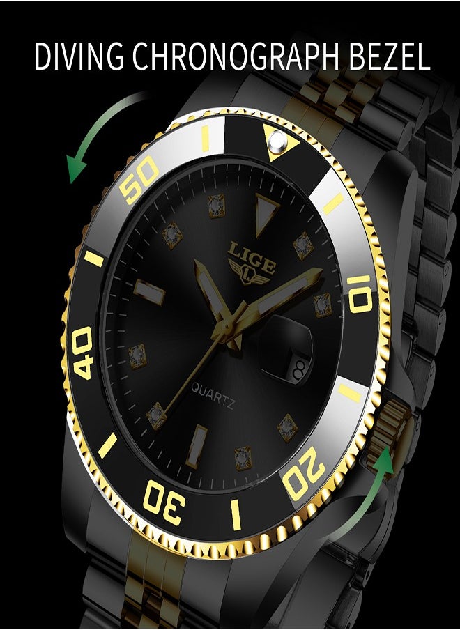 Men's Business Black Dial Quartz Watches Luxurious and Elegant with Stainless Steel Band