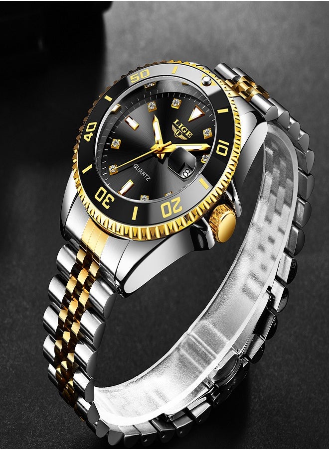 Men's Business Black Dial Quartz Watches Luxurious and Elegant with Stainless Steel Band