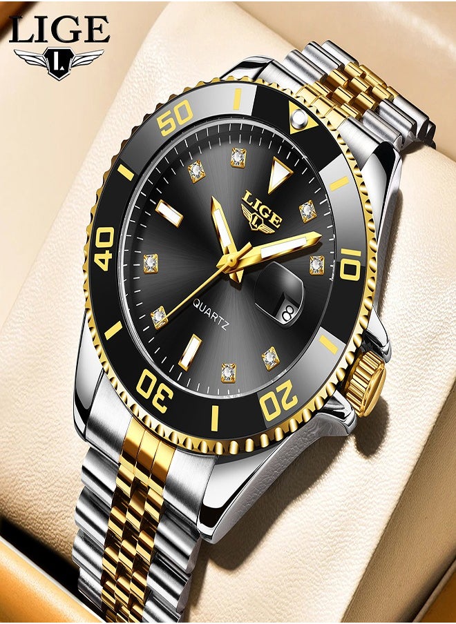 Men's Business Black Dial Quartz Watches Luxurious and Elegant with Stainless Steel Band