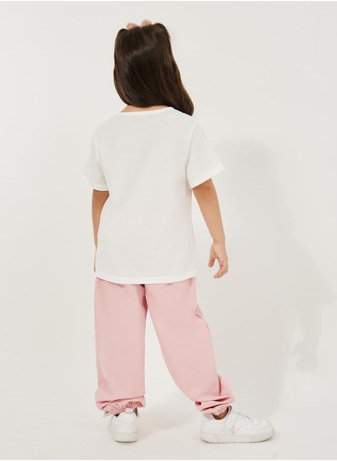 Pack of 3 - Slogan Print T-Shirt, Cuffed Joggers & Sling Bag