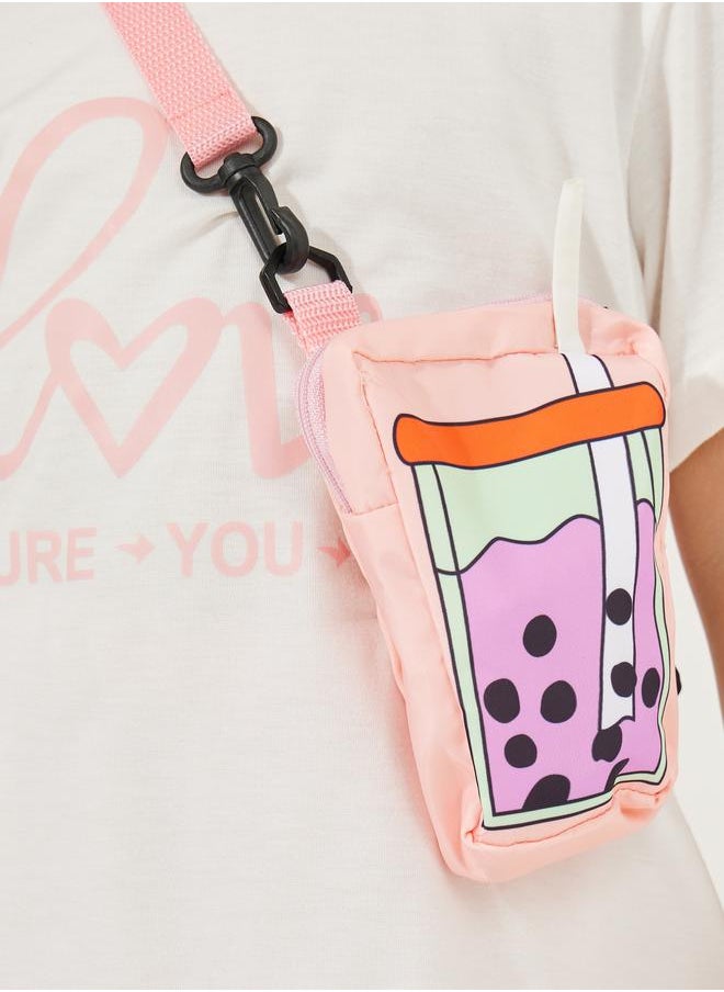 Pack of 3 - Slogan Print T-Shirt, Cuffed Joggers & Sling Bag