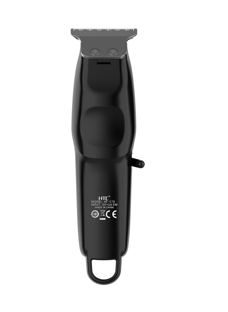 HTC Hair Clipper, Beard Trimmer with USB Rechargeable Cordless T-Shape Shaver with LED Display and 3 Combs, AT578