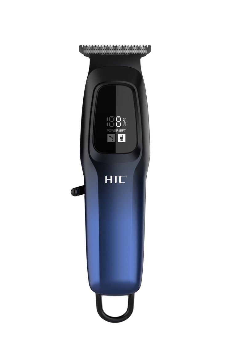 HTC Hair Clipper, Beard Trimmer with USB Rechargeable Cordless T-Shape Shaver with LED Display and 3 Combs, AT578