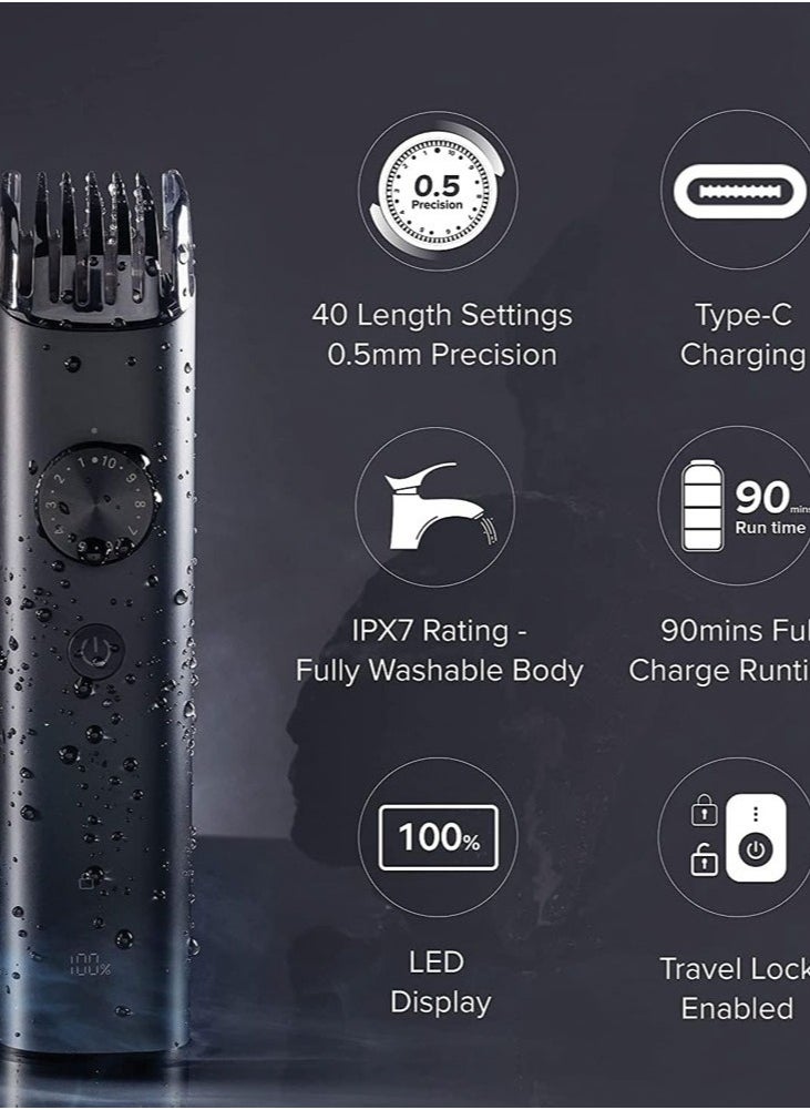 Mi Grooming Kit Pro set a shaving machine and several accessories for shaving head and body hair cleanable equipped with fast charging and long use modern version (black)
