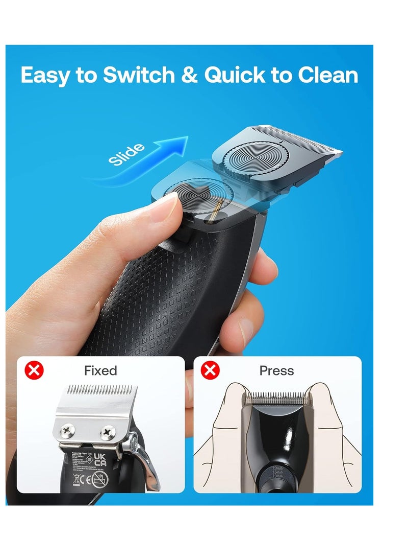 GLAKER Hair Clippers for Men - Cordless 2 in 1 Versatile Hair Trimmer with 10 Guards, 2 Detachable Blades & Turbo Motor, Professional Beard Grooming Kit for Barbers, USB C Rechargeable