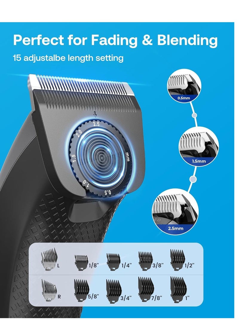 GLAKER Hair Clippers for Men - Cordless 2 in 1 Versatile Hair Trimmer with 10 Guards, 2 Detachable Blades & Turbo Motor, Professional Beard Grooming Kit for Barbers, USB C Rechargeable
