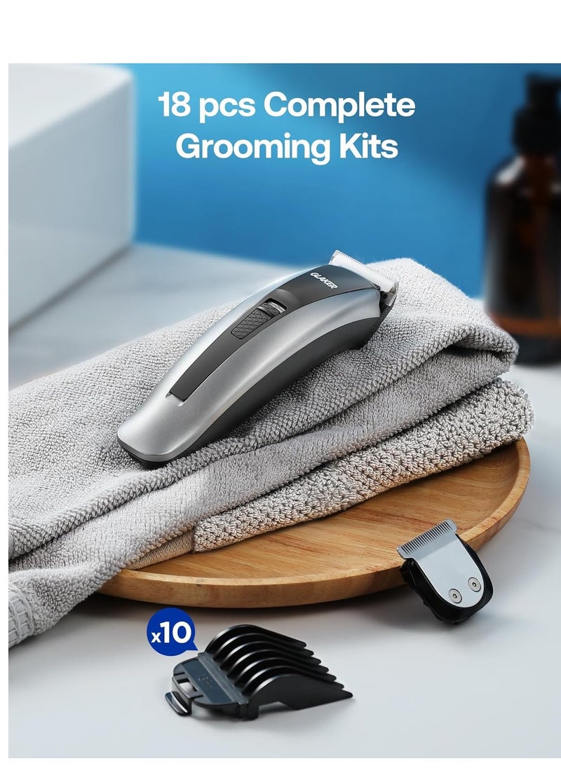 GLAKER Hair Clippers for Men - Cordless 2 in 1 Versatile Hair Trimmer with 10 Guards, 2 Detachable Blades & Turbo Motor, Professional Beard Grooming Kit for Barbers, USB C Rechargeable