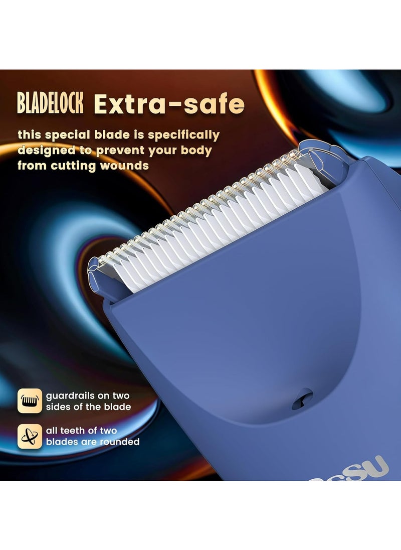 Waterproof Hair Clipper Body Trimmer for Man, Electric Manscape Groin Trimmer for Chest, Beard, and Pubic Hair with Recharge Dock & Skin-Safe Ceramic Blade