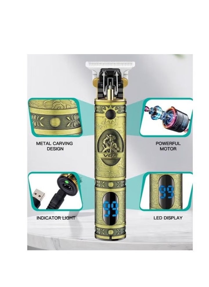 Cordless Professional Hair and Beard Trimmer – Gold Edition, High Precision Blades, Adjustable Length Settings, Rechargeable, Durable Design for Smooth and Efficient Grooming, Ideal for Men’s Hair, Beard & Mustache