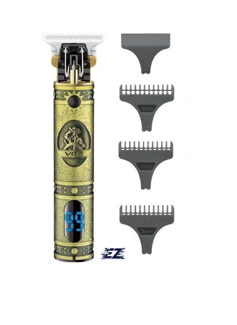 Cordless Professional Hair and Beard Trimmer – Gold Edition, High Precision Blades, Adjustable Length Settings, Rechargeable, Durable Design for Smooth and Efficient Grooming, Ideal for Men’s Hair, Beard & Mustache