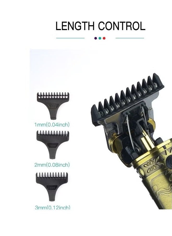 Cordless Professional Hair and Beard Trimmer – Gold Edition, High Precision Blades, Adjustable Length Settings, Rechargeable, Durable Design for Smooth and Efficient Grooming, Ideal for Men’s Hair, Beard & Mustache