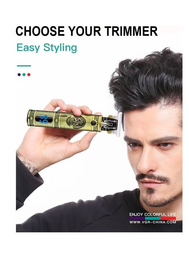 Cordless Professional Hair and Beard Trimmer – Gold Edition, High Precision Blades, Adjustable Length Settings, Rechargeable, Durable Design for Smooth and Efficient Grooming, Ideal for Men’s Hair, Beard & Mustache