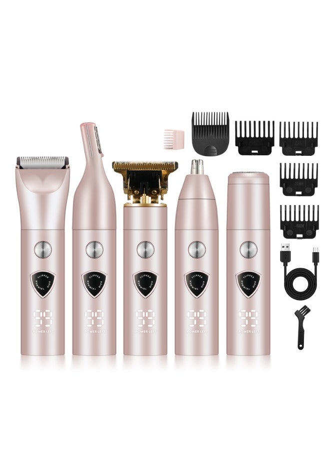 5 Piece Mens Grooming Kit for Beard,Electric Shaver for Men Bald Shavers,3-Speed Shaver with 4 Different Functional Replacement Heads for Beard,Face, Nose,Ear Hair Trimmer and Hair Clipper