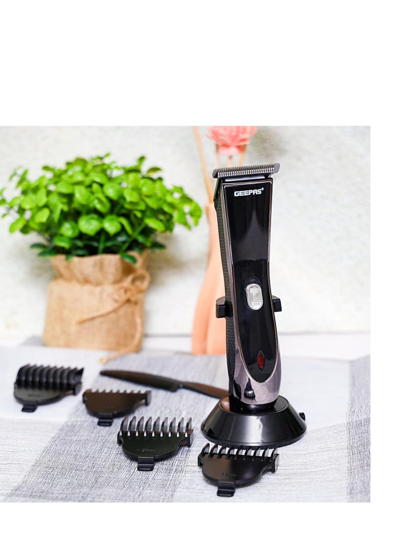 Geepas-Rechargeable Trimmer, Adjustable Trimming Guide, GTR56024 | Cordless Trimmer for Men's Beard | Charging Indicators | Hair Clipper & Beard Stubble Trimmer Kit