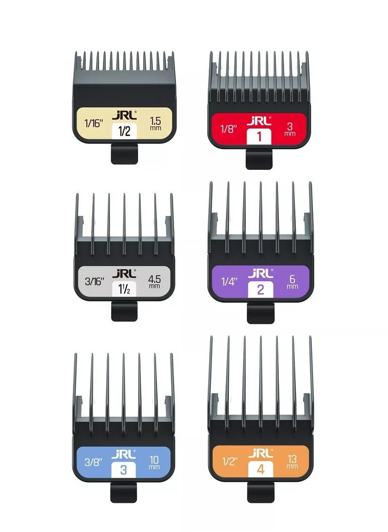 JRL Premium Double Magnetic Clipper Guards | 6pcs Color-Coded Comb Set | Smooth & Secure Fit | Compatible with JRL Clippers | Fade & Taper Ready | Barber-Grade Precision & Versatility
