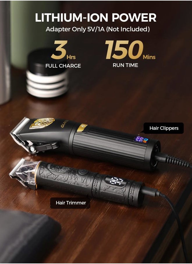 Hair Clippers for Men Professional, Cordless Clippers for Hair Cutting, Mens Hair Clippers and Trimmer Kit for Barber with LED Display 15 Guide Combs