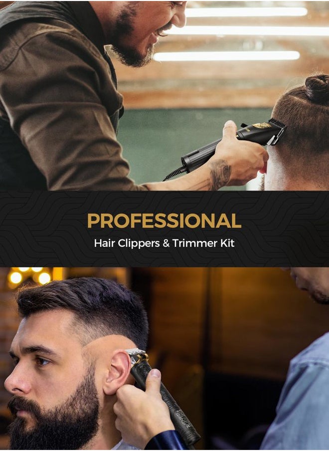 Hair Clippers for Men Professional, Cordless Clippers for Hair Cutting, Mens Hair Clippers and Trimmer Kit for Barber with LED Display 15 Guide Combs