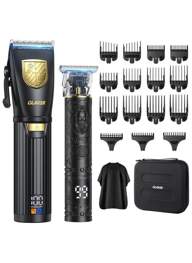 Hair Clippers for Men Professional, Cordless Clippers for Hair Cutting, Mens Hair Clippers and Trimmer Kit for Barber with LED Display 15 Guide Combs