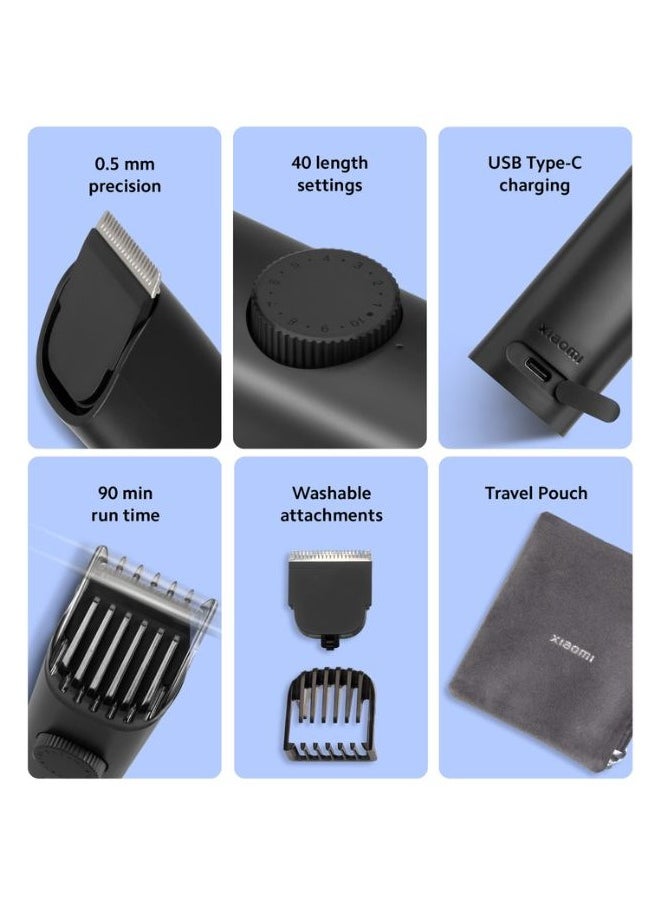 Xiaomi Beard 2C MI 2C Trimmer 90 min Runtime 40 Length Settings  (Black)