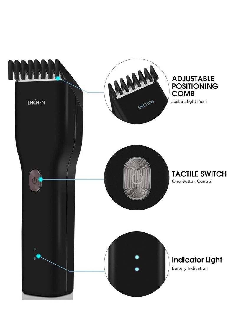 Two Speed Nano Ceramic Design Rechargeable Cordless Haircut Machine for Kids and Adults
