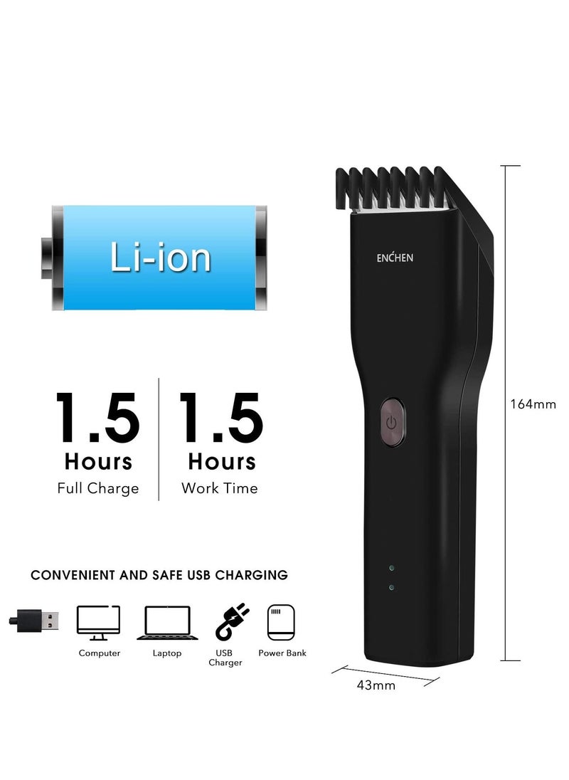 Two Speed Nano Ceramic Design Rechargeable Cordless Haircut Machine for Kids and Adults