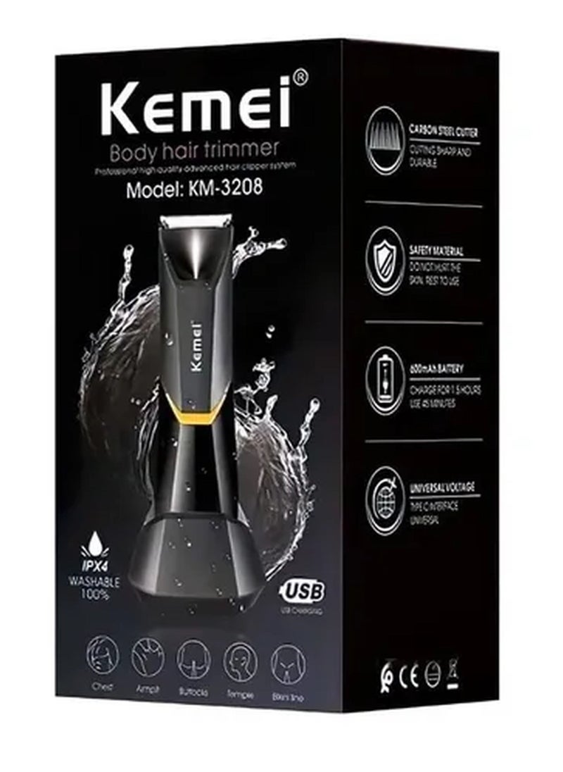 Professional Body Hair Trimmer KM-3208 Black/Yellow