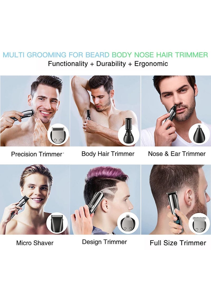 Beard Trimmer for Men, Hair Clippers & Trimmer, IPX7 Waterproof Mustache Body Nose Ear Facial Shaver, Electric Razor All in 1 Kit, Gifts USB Rechargeable LED Display